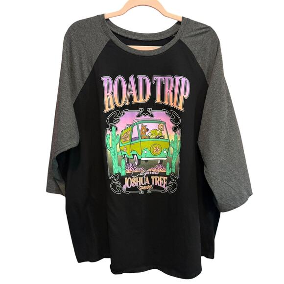 Torrid 4 (4X 26) Scooby Doo 3/4 Sleeve Raglan Tee T Shirt Punk Gothic Road Trip - Picture 1 of 2